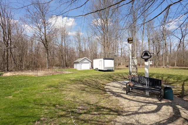 6030 Paw Paw Lake Rd, Coloma, MI 49038 - view of green lawn with an outbuilding and a detached garage