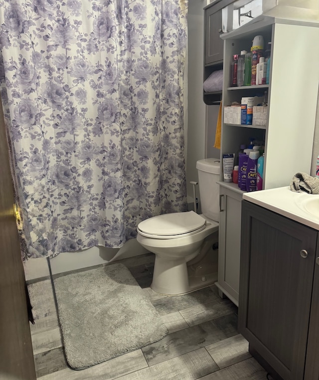 full bath featuring vanity and toilet