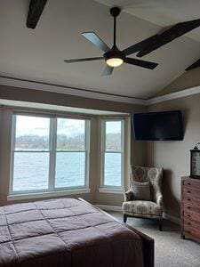 935 Stony Lake Ct, Oxford, MI 48371 - carpeted bedroom featuring lofted ceiling and ceiling fan