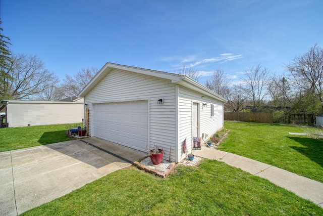detached garage with fence