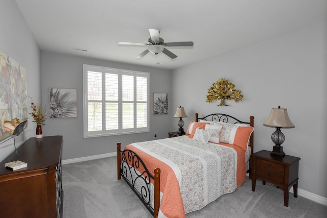 4336 Silica Dr, Lake Orion, MI 48359 - bedroom featuring visible vents, baseboards, a ceiling fan, and carpet floors