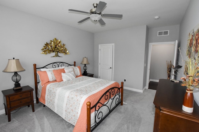 4336 Silica Dr, Lake Orion, MI 48359 - carpeted bedroom with visible vents, ceiling fan, and baseboards