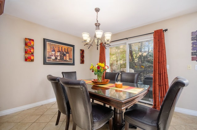 28909 Hidden Trl, Farmington Hills, MI 48331 - dining area featuring a chandelier, baseboards, and light tile patterned flooring