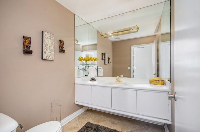 28909 Hidden Trl, Farmington Hills, MI 48331 - half bathroom with toilet, baseboards, vanity, and tile patterned floors