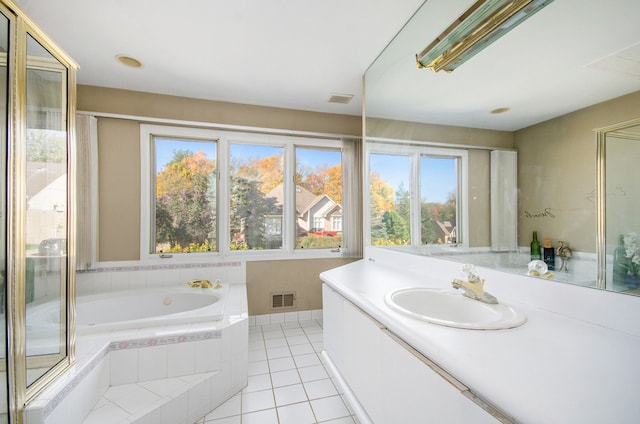 28909 Hidden Trl, Farmington Hills, MI 48331 - bathroom featuring tile patterned floors, a bath, and vanity