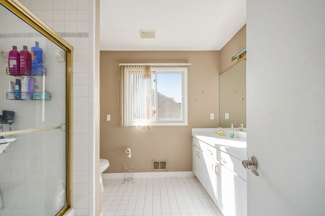 28909 Hidden Trl, Farmington Hills, MI 48331 - full bathroom featuring vanity, a shower stall, tile patterned floors, baseboards, and toilet