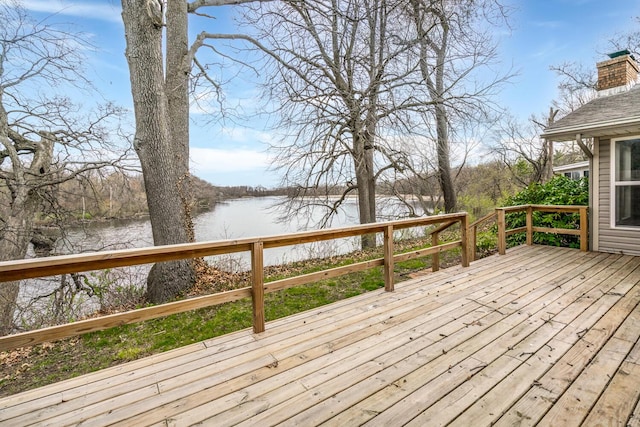 deck with a water view