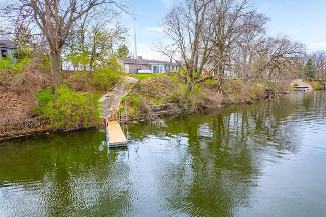 view of dock featuring a water view