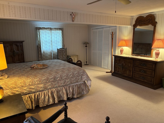 1026 Lakeview Dr, Brooklyn, MI 49230 - bedroom with a closet, carpet flooring, and ceiling fan