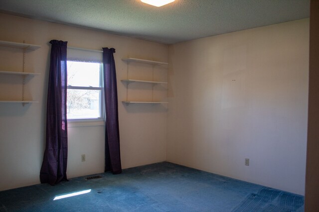 carpeted spare room with a textured ceiling