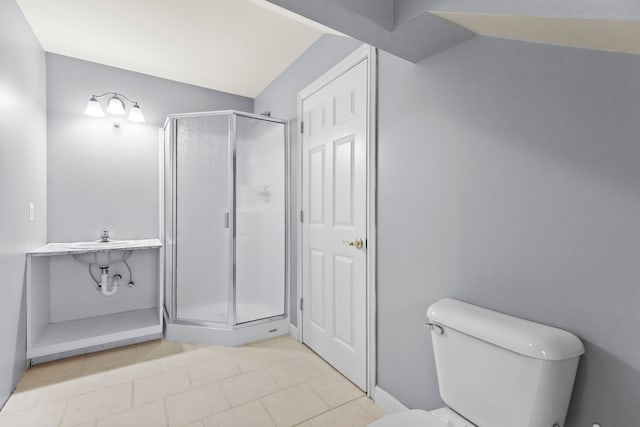 5580 Hegel Rd, Goodrich, MI 48438 - full bathroom with a stall shower, tile patterned flooring, and toilet