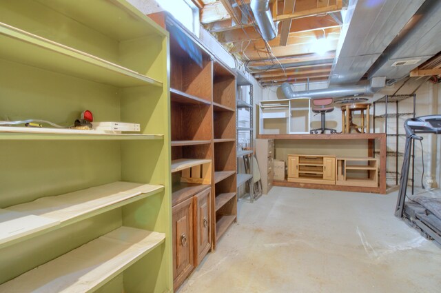 view of unfinished basement