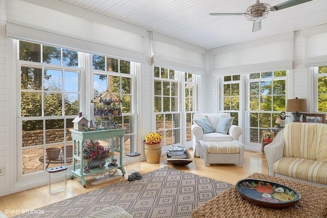 sunroom / solarium with french doors and wood finished floors