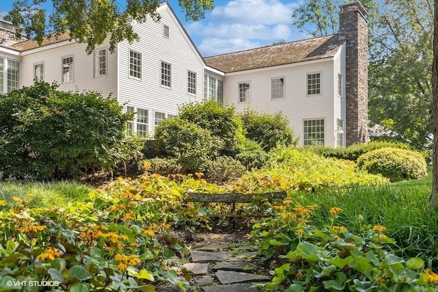 exterior space with a chimney