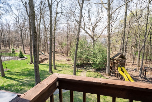 view of yard with a playground