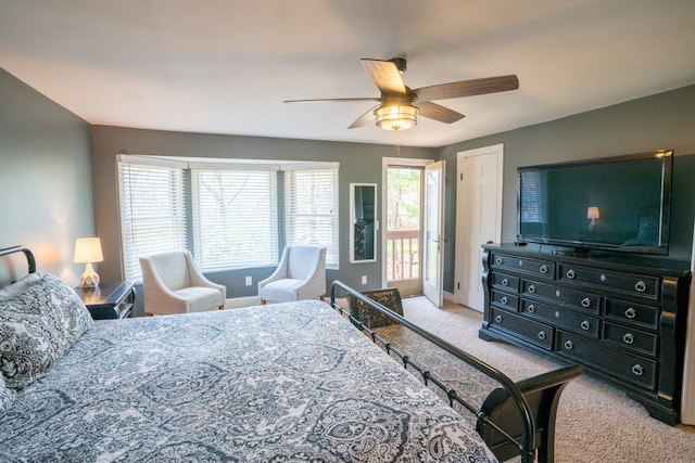 bedroom with baseboards, a ceiling fan, and carpet