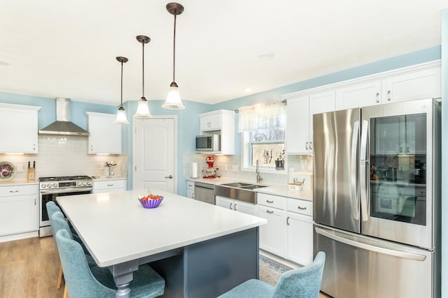 48320 Martz Rd, Michigan, MI 48111 - kitchen featuring backsplash, wall chimney exhaust hood, appliances with stainless steel finishes, and a sink