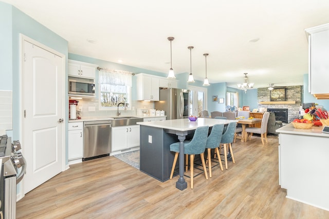 48320 Martz Rd, Michigan, MI 48111 - kitchen with light wood-style flooring, open floor plan, stainless steel appliances, and a sink