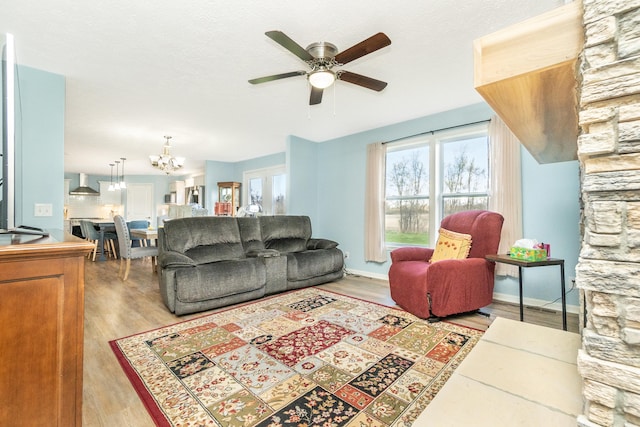 48320 Martz Rd, Michigan, MI 48111 - living room with wood finished floors and ceiling fan with notable chandelier