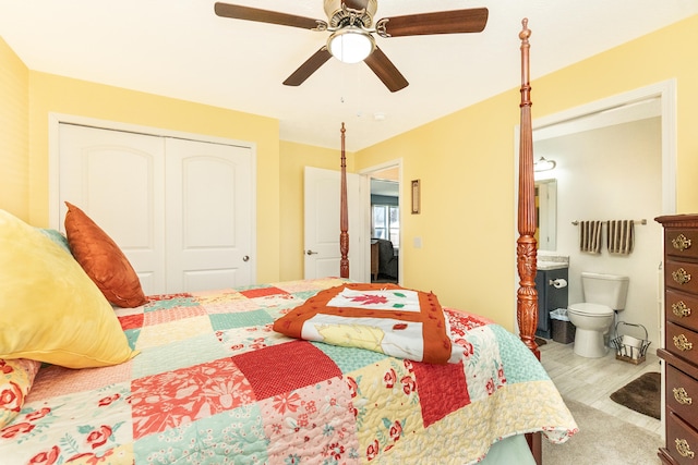 48320 Martz Rd, Michigan, MI 48111 - bedroom with wood finished floors, a closet, ceiling fan, and connected bathroom