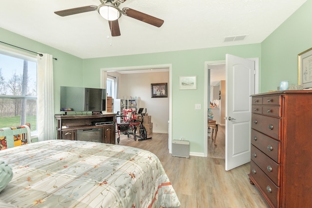 48320 Martz Rd, Michigan, MI 48111 - bedroom featuring light wood finished floors, baseboards, visible vents, and ceiling fan