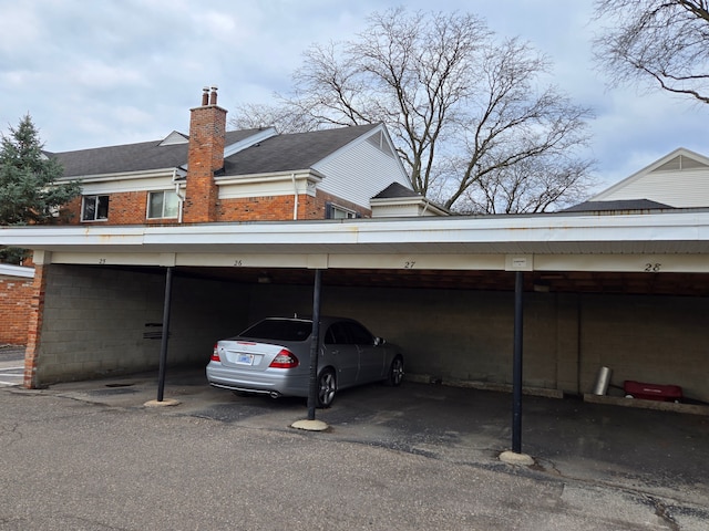 view of covered parking lot