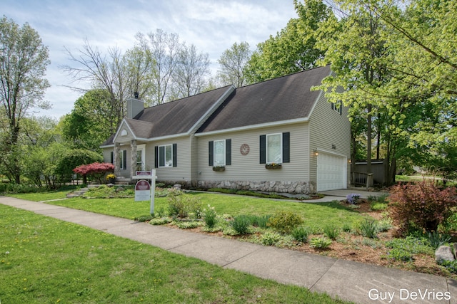 2658 Golfridge Dr SE, Grand Rapids, MI 49546 - view of front of property featuring a chimney, a front yard, a garage, and driveway