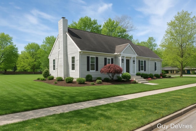 2658 Golfridge Dr SE, Grand Rapids, MI 49546 - new england style home featuring a chimney, a front yard, and roof with shingles