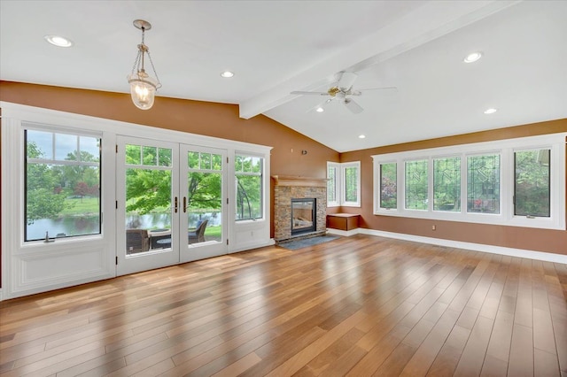 2485 Kimberly Fair St, Rochester Hills, MI 48309 - unfurnished living room with plenty of natural light, a ceiling fan, light wood finished floors, and recessed lighting