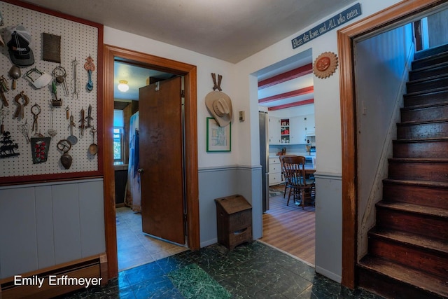 hallway featuring stairway