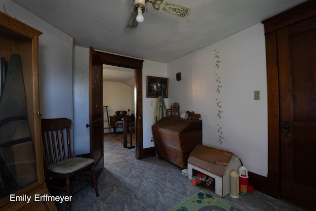 interior space featuring a ceiling fan
