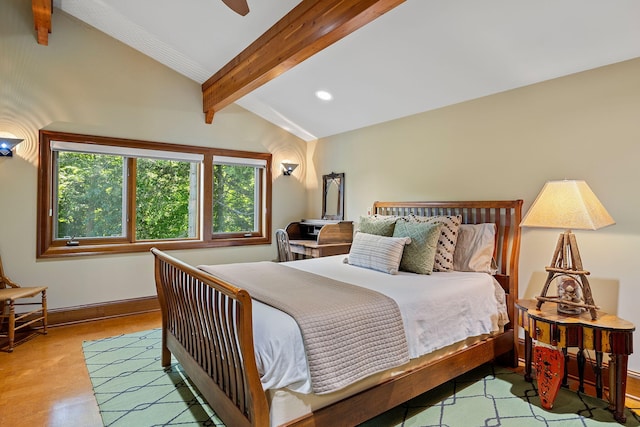 5788 M 63, Coloma, MI 49038 - bedroom with lofted ceiling with beams, wood finished floors, baseboards, and recessed lighting