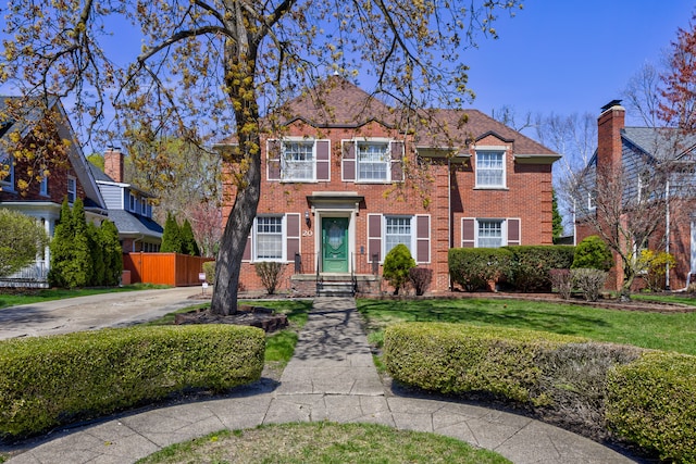 20 Oxford Blvd, Pleasant Ridge, MI 48069 - colonial house with brick siding, fence, and a front lawn