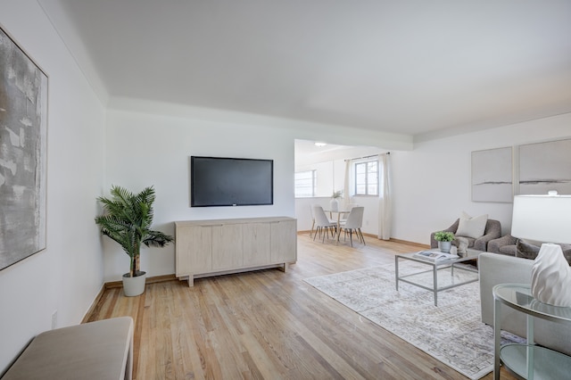 living area featuring light wood-style floors