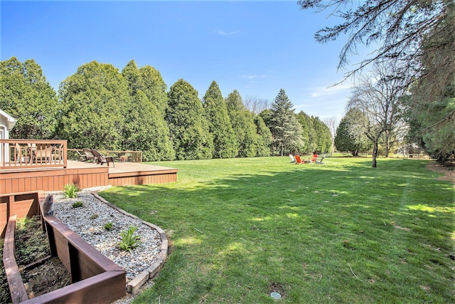 view of yard featuring a deck