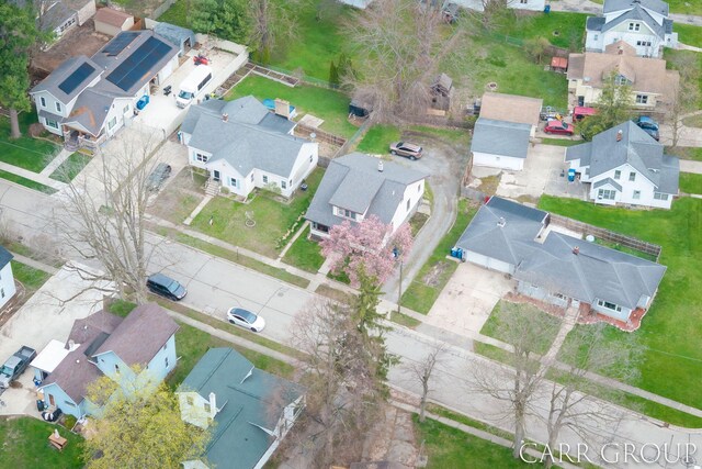 drone / aerial view with a residential view