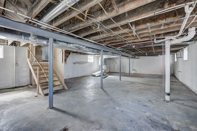 basement featuring stairway