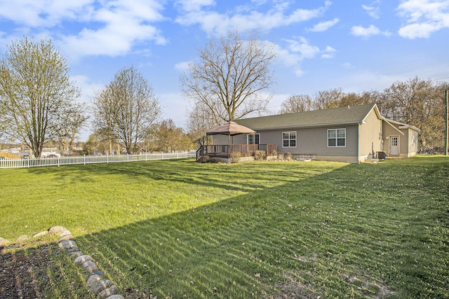 17026 H Dr S, Marshall, MI 49068 - view of yard featuring a fenced backyard, a gazebo, and central air condition unit