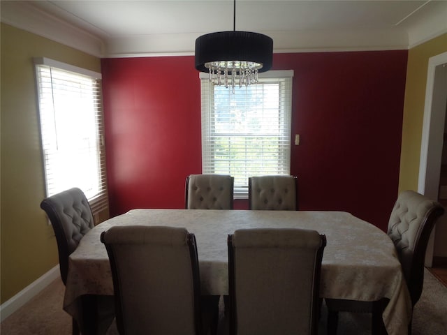 1353 N Gulley Rd, Dearborn Heights, MI 48127 - carpeted dining room with plenty of natural light, baseboards, and an inviting chandelier
