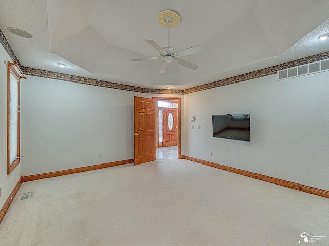 3158 Lennox Ct, Lambertville, MI 48144 - unfurnished living room featuring a ceiling fan, light carpet, and baseboards