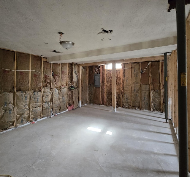 2401 Schippers Ln, Kalamazoo, MI 49048 - below grade area with a textured ceiling, electric panel, and visible vents