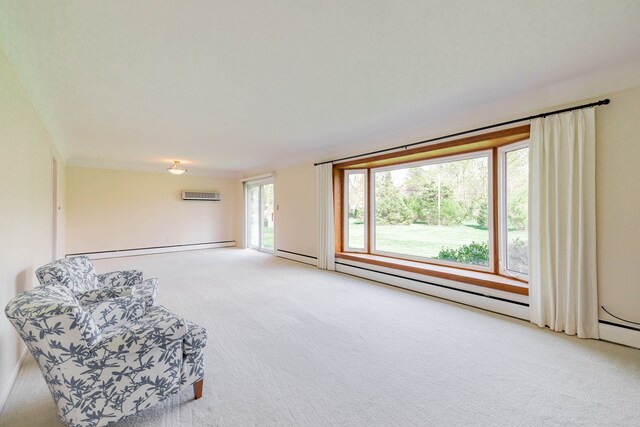 868 Helston Rd, Bloomfield Hills, MI 48304 - unfurnished room featuring a baseboard heating unit, light carpet, a wall mounted AC, and baseboard heating