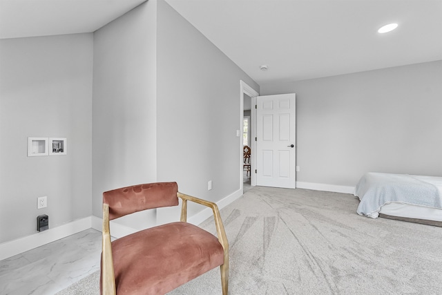 sitting room with baseboards and recessed lighting
