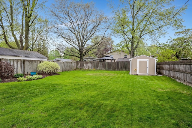 view of yard with a storage unit and an outbuilding