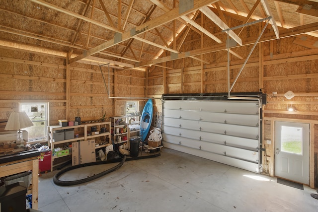 garage with wooden walls