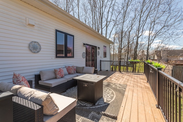 deck featuring an outdoor living space