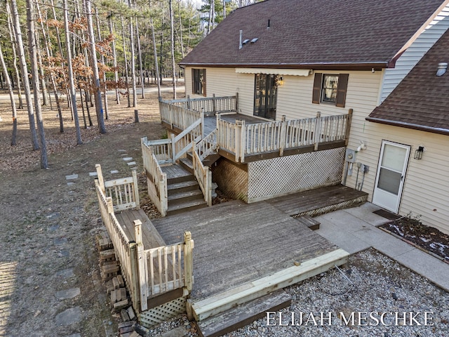 wooden terrace with stairs