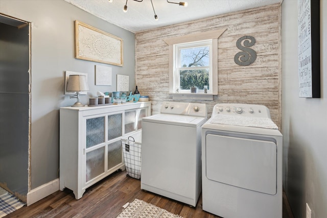 8023 Bray Rd, Vassar, MI 48768 - laundry room featuring washer and clothes dryer and dark wood-type flooring
