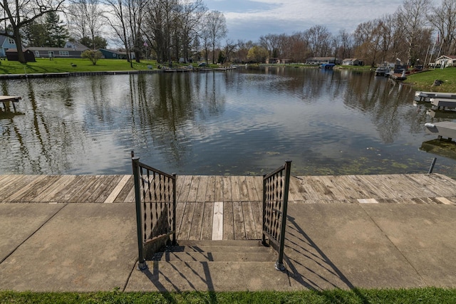 view of dock featuring a water view