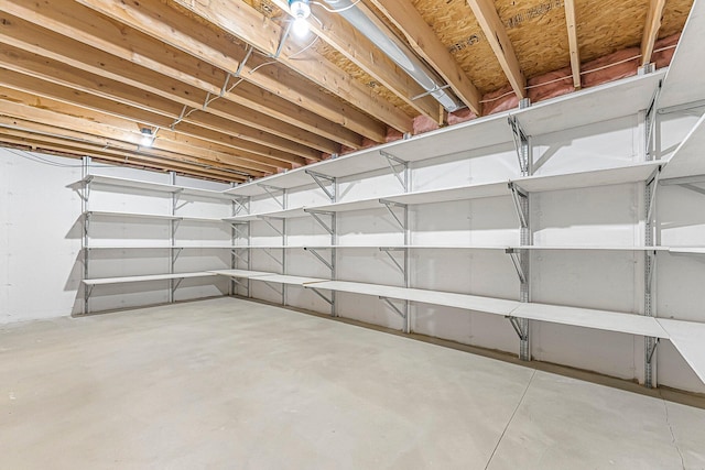 view of unfinished basement